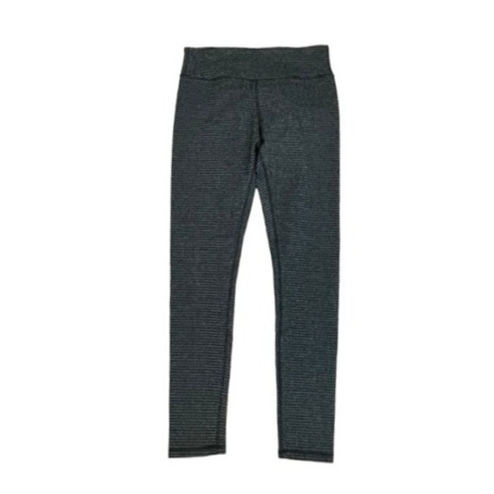 Kyodan Brushed Legging Black Gray Stripe Knit Pull-On Full Length M